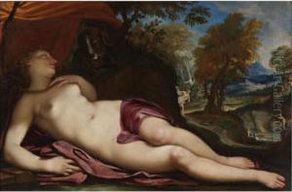 Diana Asleep In A Landscape Oil Painting by Daniel Seiter