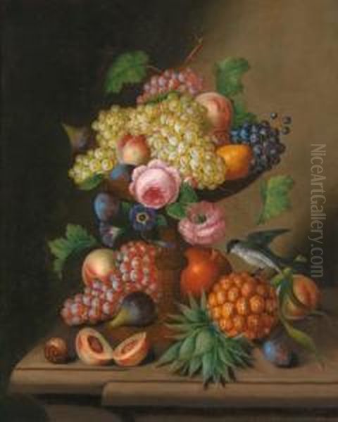 Still Life Of Fruit With Pineapple Oil Painting by Georg Seitz