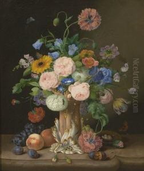 Groses Stillleben Mit Blumen In
 Porzellanvase Oil Painting by Georg Seitz