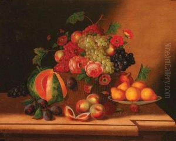 Natura Morta Con
Fiori E Frutta Oil Painting by Georg Seitz