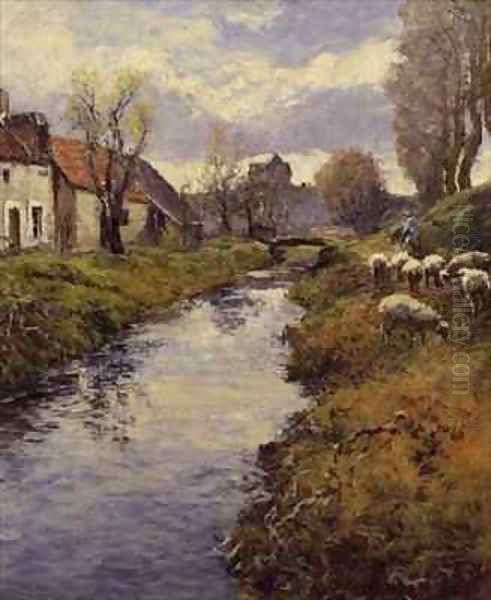 By The Banks of the Loing Montigny Oil Painting by Frederick Charles Vipont Ede