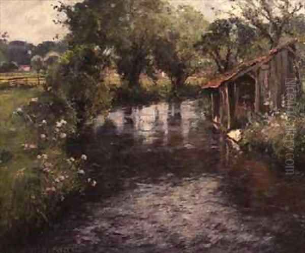 Wash house on the banks of the Lunain Oil Painting by Frederick Charles Vipont Ede