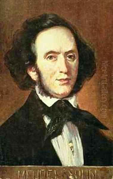 Portrait of Felix Mendelssohn German composer Oil Painting by Albert Eichhorn