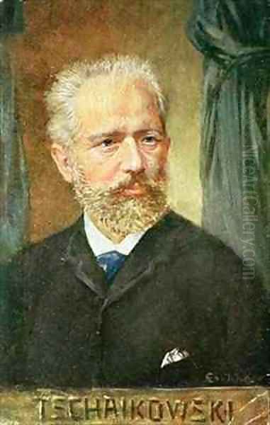 Portrait of Piotr Ilyich Tchaikovsky 1840-1893 Russian composer Oil Painting by Albert Eichhorn