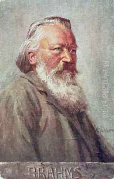 Portrait of Johannes Brahms German composer Oil Painting by Albert Eichhorn