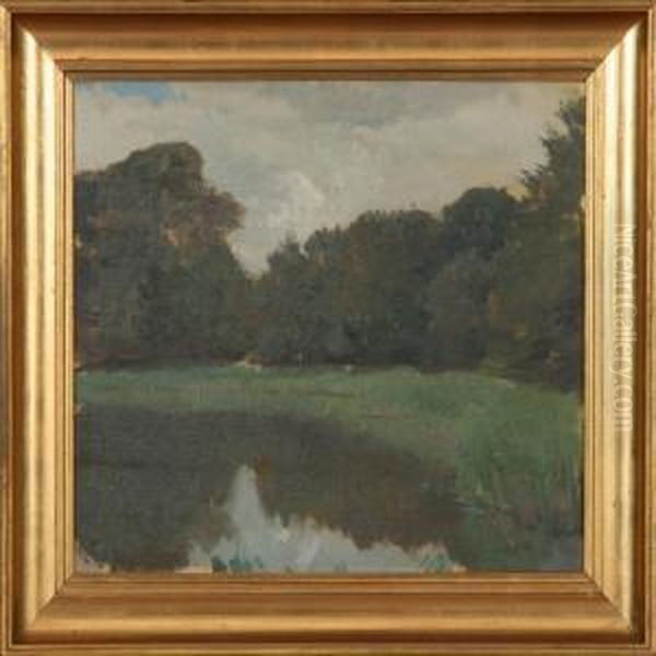 Forrest Lake, Frederiksborg Oil Painting by Georg Sophus Seligmann