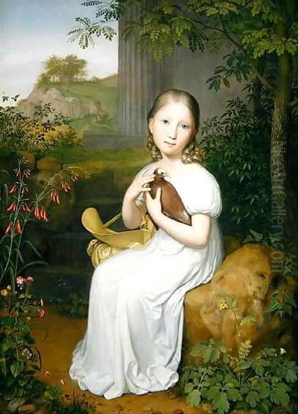 Portrait of Countess Louise Bose as a Child Oil Painting by August von der Embde