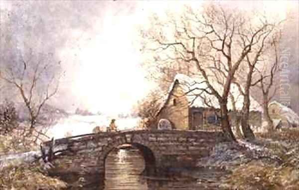 Old Mill Derbyshire Oil Painting by James Edwards