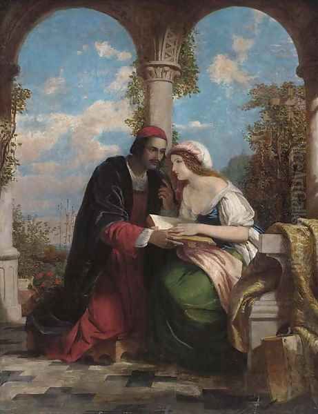 Abelard and Heloise on a terrace Oil Painting by Sir Charles Lock Eastlake