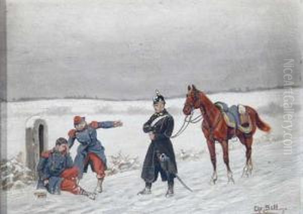 Preusischer Soldat Gibt Einem Verwundeten Franzosischen Soldat Etwas Zu Trinken Oil Painting by Christian I Sell