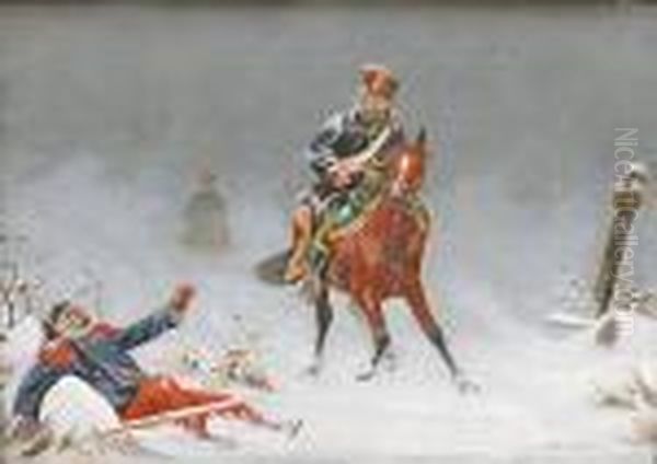 Soldiers In The Snow Oil Painting by Christian I Sell