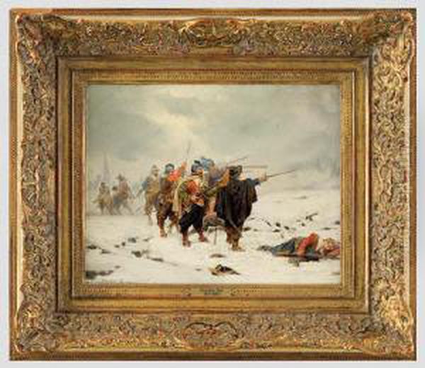 Winterliche Kampfszene Aus Dem 30jahrigen Krieg. Oil Painting by Christian I Sell