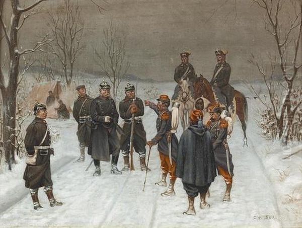 Preussische Soldaten Bei Der Lagebesprechung. Oil Painting by Christian I Sell