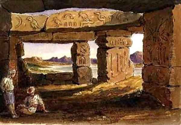 Temple of Amada Nubia Oil Painting by Arthur Sherwood Edwards