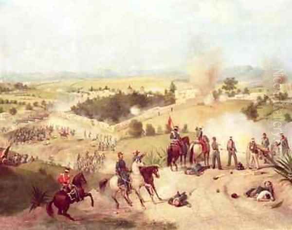 The Battle of Molino del Rey Oil Painting by C. Escalante