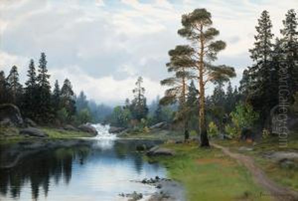 Forest Landscape Oil Painting by Conrad Selmyhr