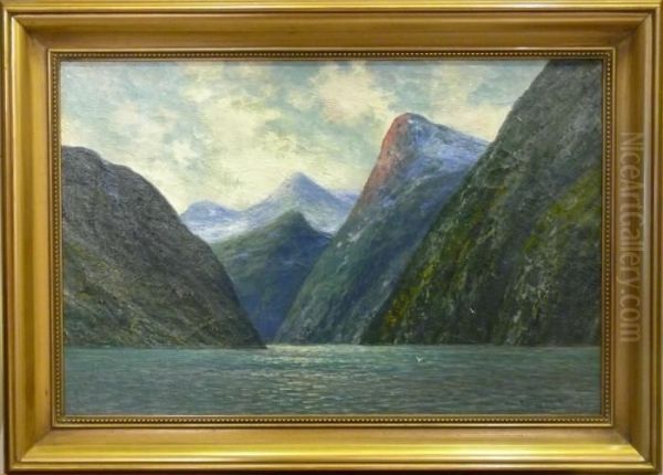 Fjrdlandskap Oil Painting by Conrad Selmyhr