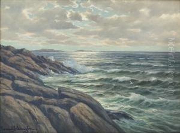 Kystlandskap 1937 Oil Painting by Conrad Selmyhr