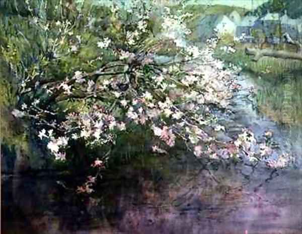 May Blossom by the River Oil Painting by Ethel Horsfall Ertz