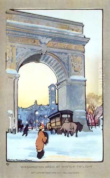 Washington Square Arch at Winter Twilight Oil Painting by Elmer, Rachael Robinson