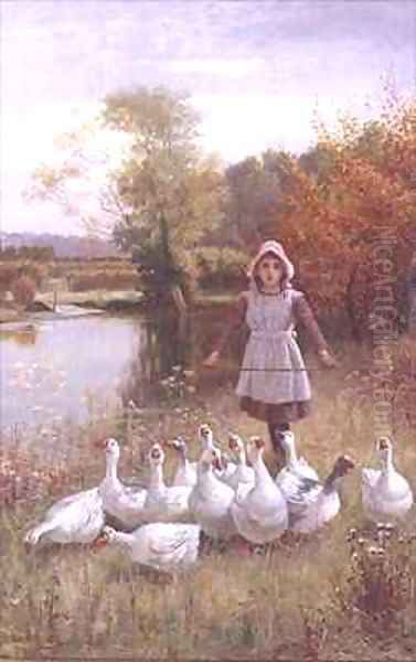 The Goose Girl Oil Painting by George A. Elcock