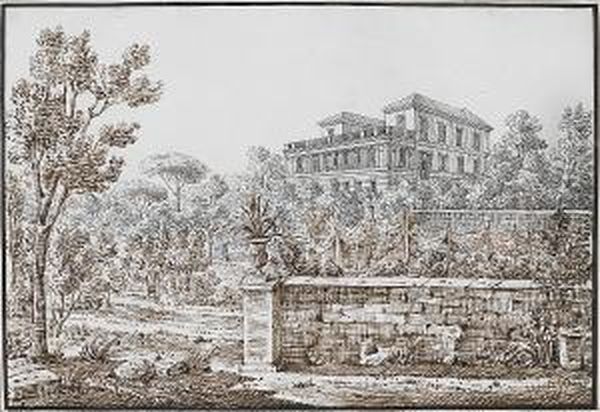 The House Of Ruffo, 
Castellamare; The Castello Del Pizzo In Calabria; And The House Of Lady 
Drummond, Naples Oil Painting by Antonio Senape