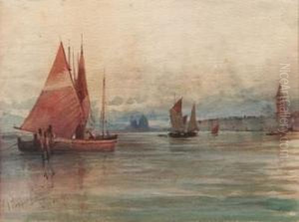 Laguna - 1899 Oil Painting by Prosper Louis Senat