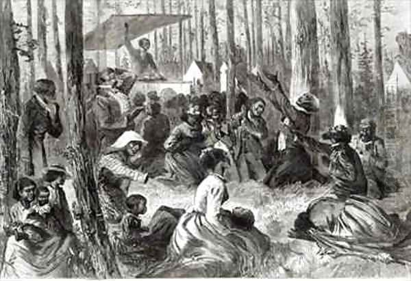 A Negro Camp Meeting in the South Oil Painting by Eytinge, Solomon