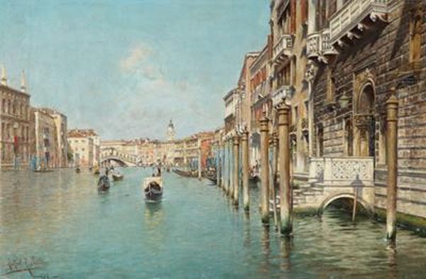 Reges Treiben Am Canal Grande Oil Painting by Rafael Senet y Perez