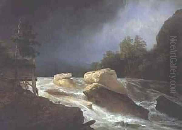 The Torrent Oil Painting by Johann Christian Ezdorf