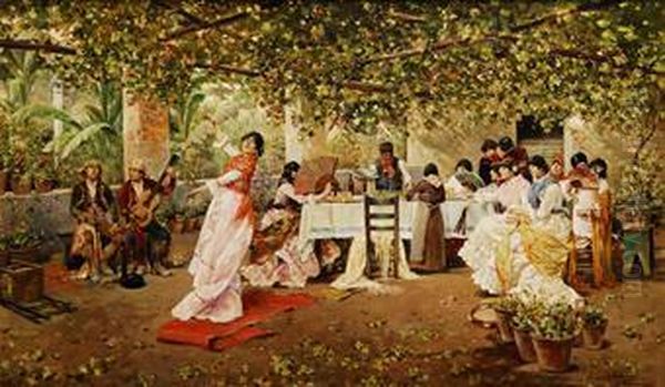 Fiesta Flamenca Oil Painting by Rafael Senet y Perez