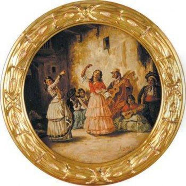 El Baile Oil Painting by Rafael Senet y Perez