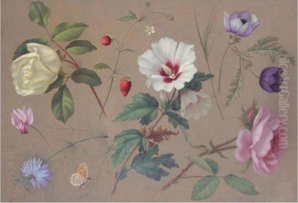 Flower Studies Oil Painting by Carl Adolf Senff