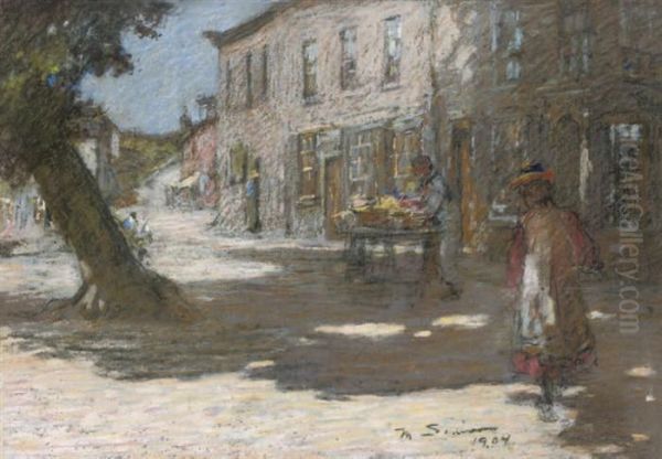 The Fruit Seller; And A Stroll Through The Village Oil Painting by Mark Senior