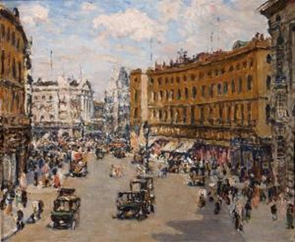 Regent Street Looking Down To Piccadilly Oil Painting by Mark Senior