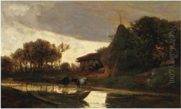 Paesaggio Sul Fiume Oil Painting by Pietro Senno