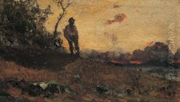 Paesaggio Al Tramonto Oil Painting by Pietro Senno