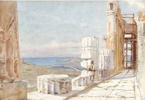 Overlooking the bay from the Parthenon, Athens Oil Painting by Tristram Ellis