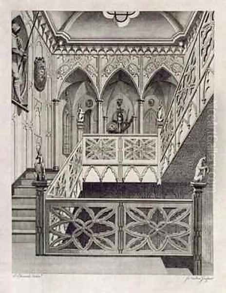 Staircase at Strawberry Hill Oil Painting by Edwards, E