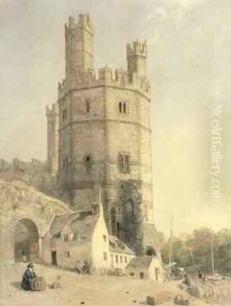 Caernarfon Castle Oil Painting by William (of Bristol) Evans