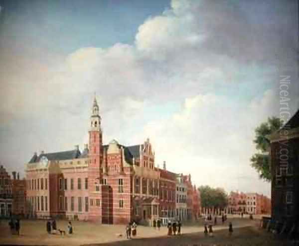 View of the Old Town Hall The Hague Oil Painting by Jan the Elder Ekels