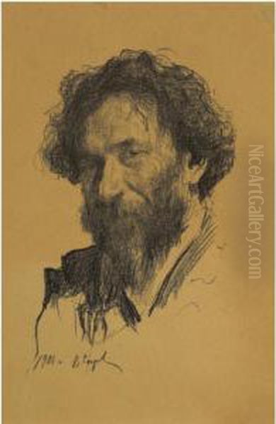 Portrait Of Ilya Repin Oil Painting by Valentin Aleksandrovich Serov