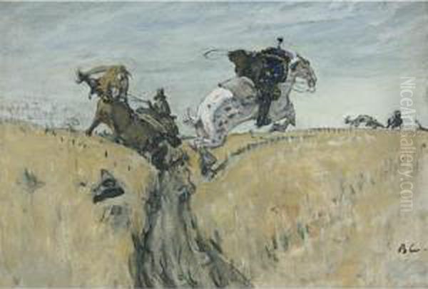 The Hunt With Borzois, 1906 Oil Painting by Valentin Aleksandrovich Serov