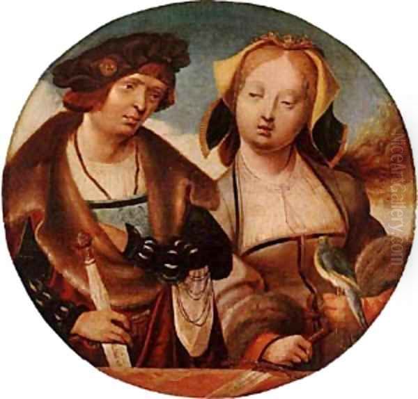 St Cecilia And Her Fiance 1518-20 Oil Painting by Cornelis Engelbrechtsen