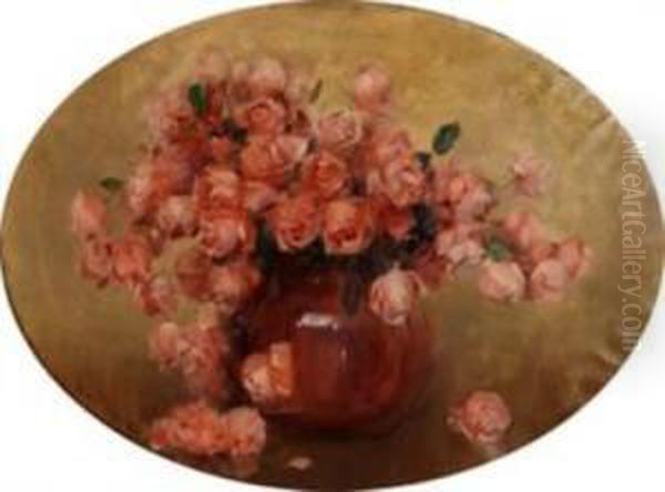 Rose Rosa Ovale Oil Painting by Luigi Serralunga