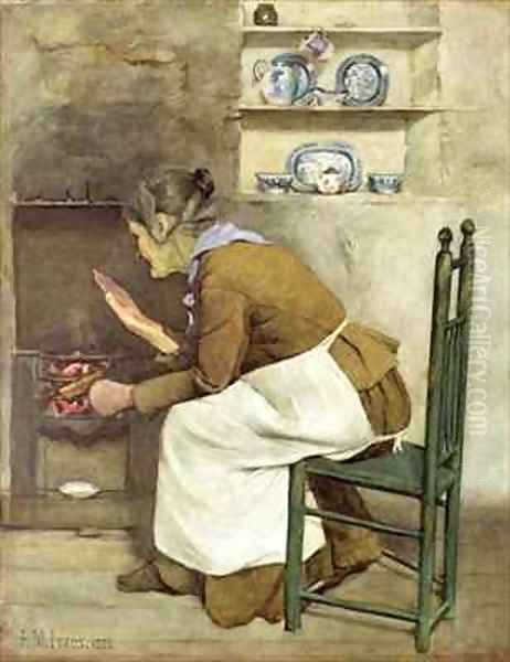 A Frugal Meal Oil Painting by Frederick James McNamara Evans