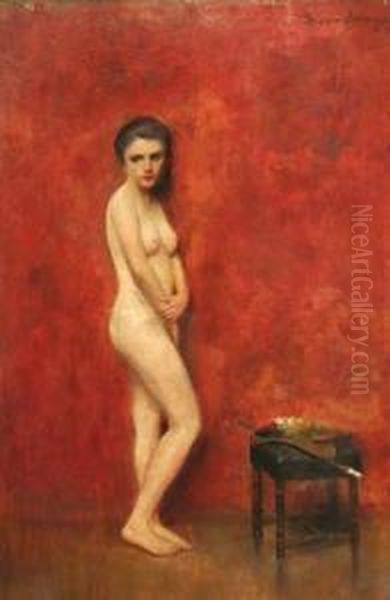 Nudo Nello Studio Dell'artista Oil Painting by Luigi Serralunga