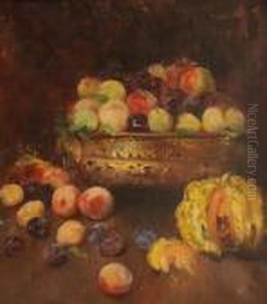 Natura Morta Confrutti E Zucca Oil Painting by Luigi Serralunga