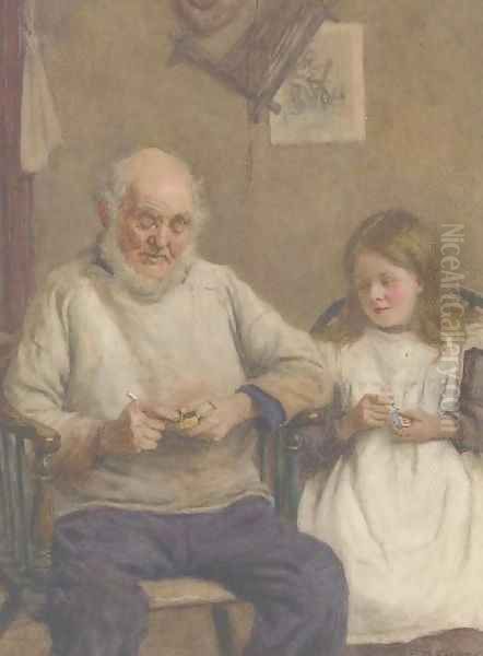 Grandfather's little helper Oil Painting by Frederick James McNamara Evans