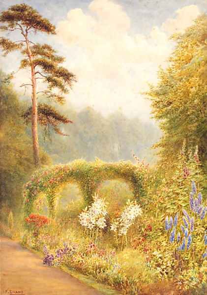 Lilies and Delphiniums, Golden Hill Park, London Oil Painting by Frederick James McNamara Evans